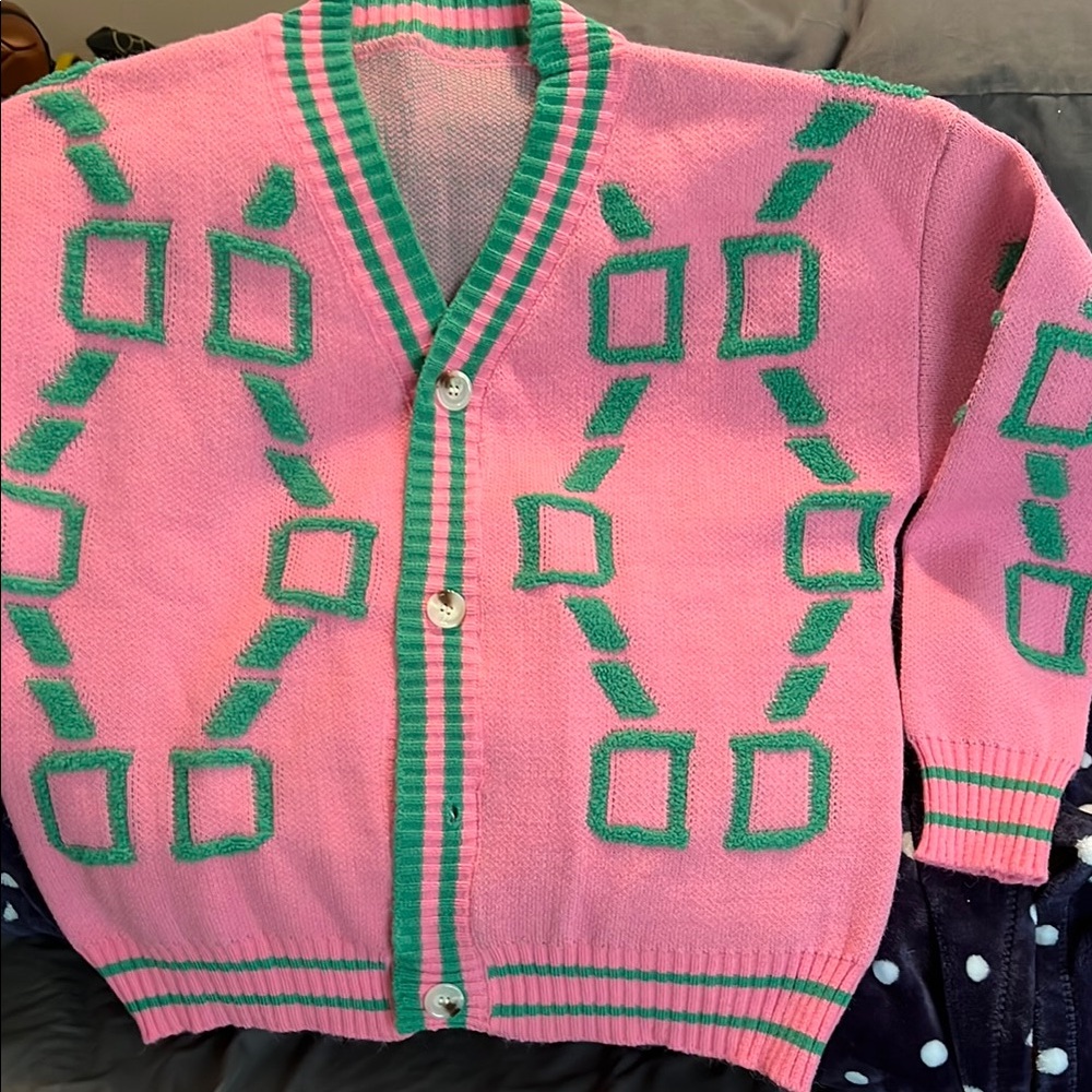 Trendy Boutique Pink and Green Cardigan